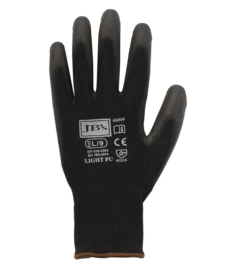 JB's BLACK LIGHT PU BREATHABLE GLOVE (12 PK) - S
