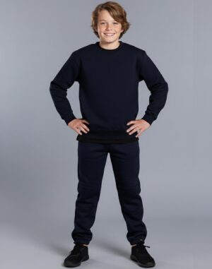 Kid's fleecy trackpants with Zip, Cuffs and knee padding